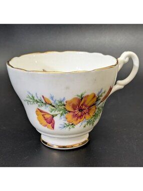 Regency Bone China Floral Tea Cup England Gold Trim Vintage